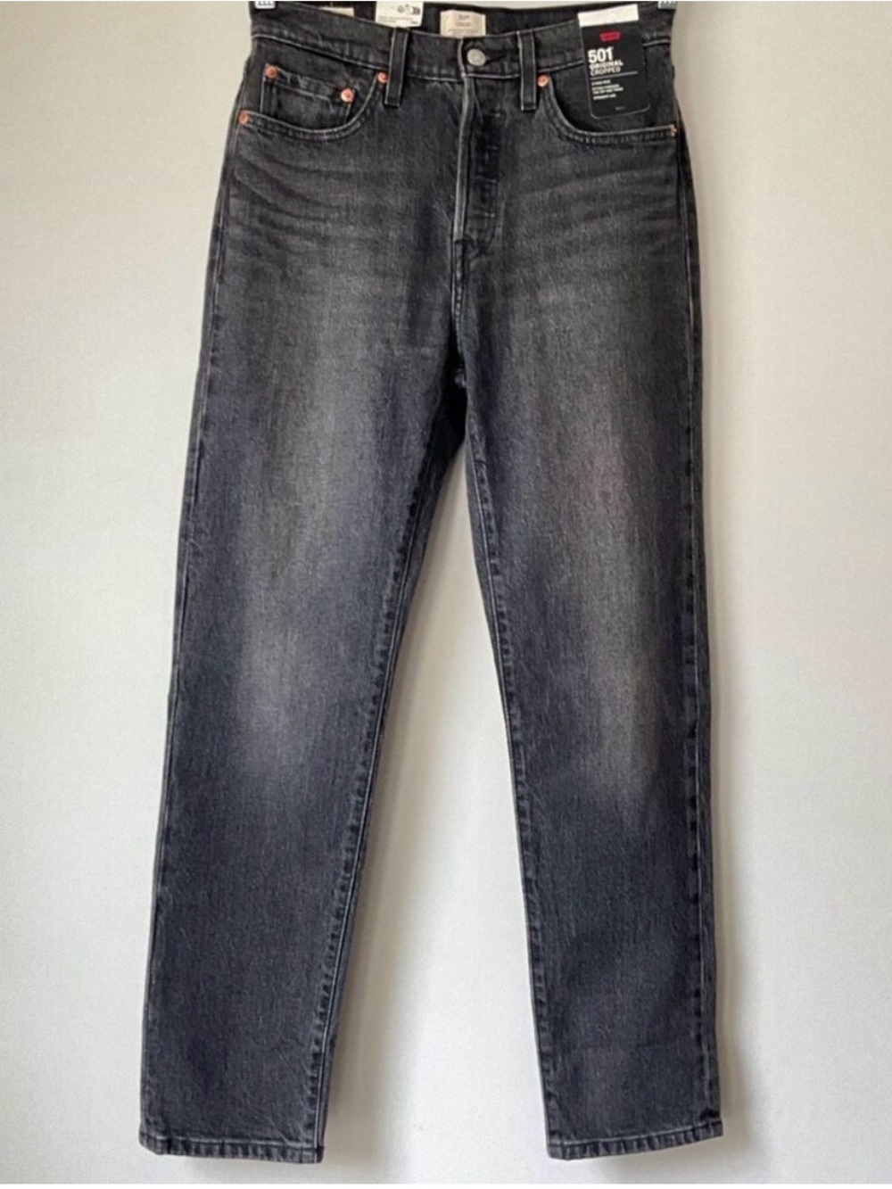 Levi's Premium 501 Crop Button Fly Straight Jeans 29 - Picture 2 of 3